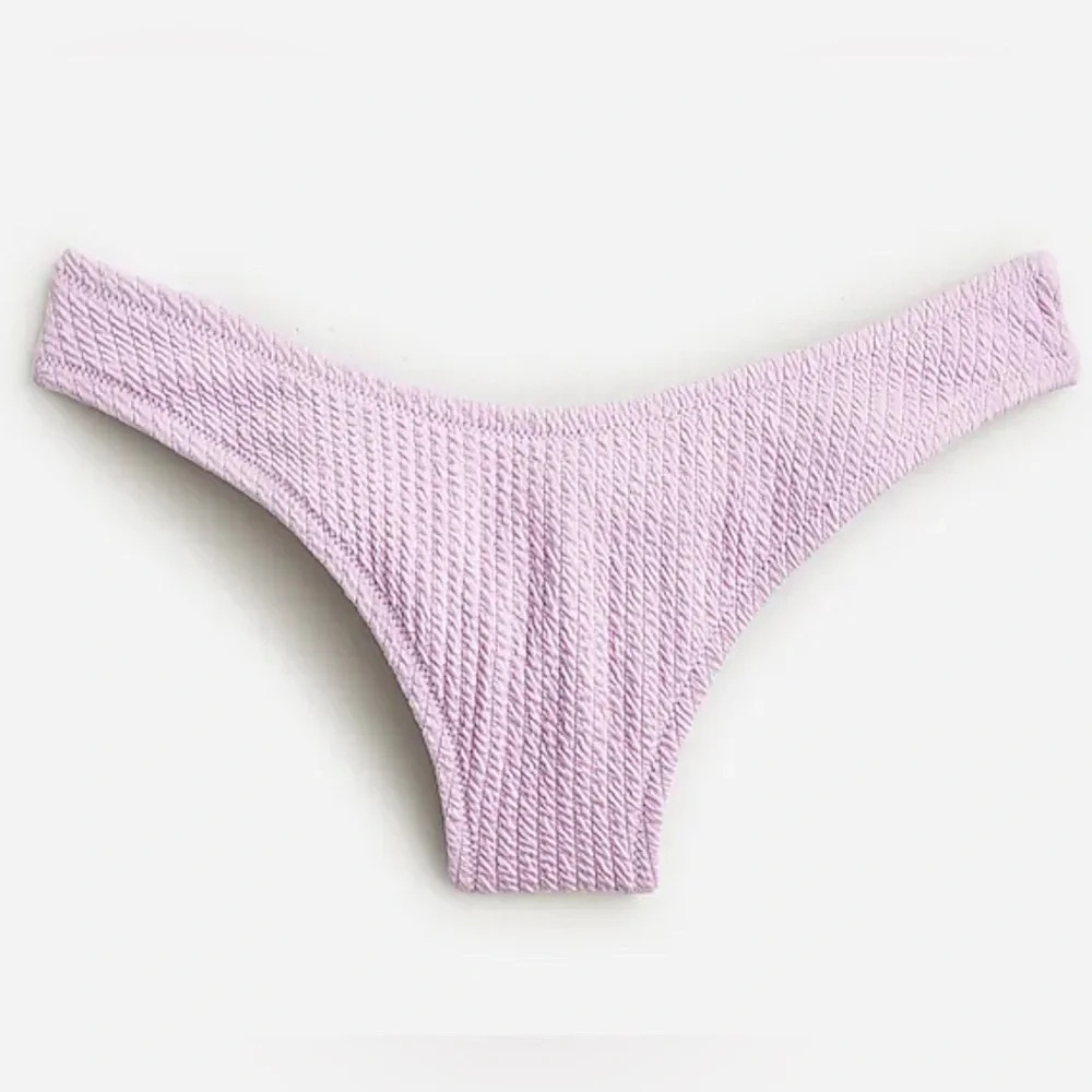 J.Crew Lavender Textured curved-waist cheeky bikini bottom Size Medium